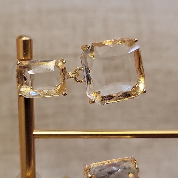 FACETED CRYSTAL DROP EARRINGS - Picture 3 of 8